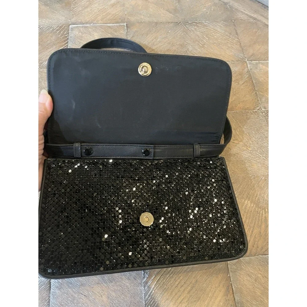 Vintage Whiting & Davis Black Metal Mesh Shoulder Bag Purse or Clutch